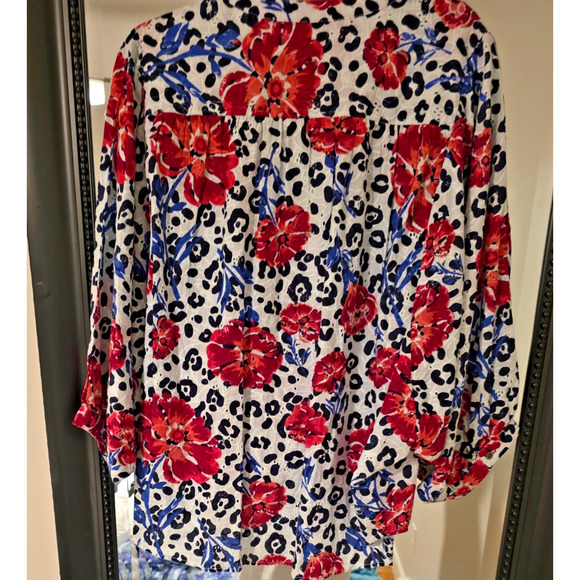 Ariat Top Womens L Red White Blue Front Tie Cotton Eyelet Festival Western - Picture 5 of 13